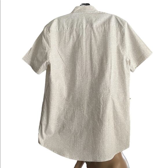 Ryan Seacrest Distinction Tan white shirt sleeve button down collared shirt med - Picture 4 of 10